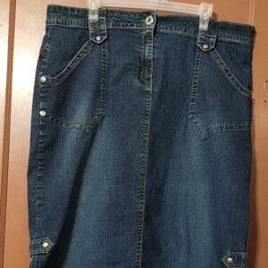 VINTAGE VEZUCCI JEANS BLUE DENIM LONG SKIRT-SIDE SLITS-PLUS SIZE 20